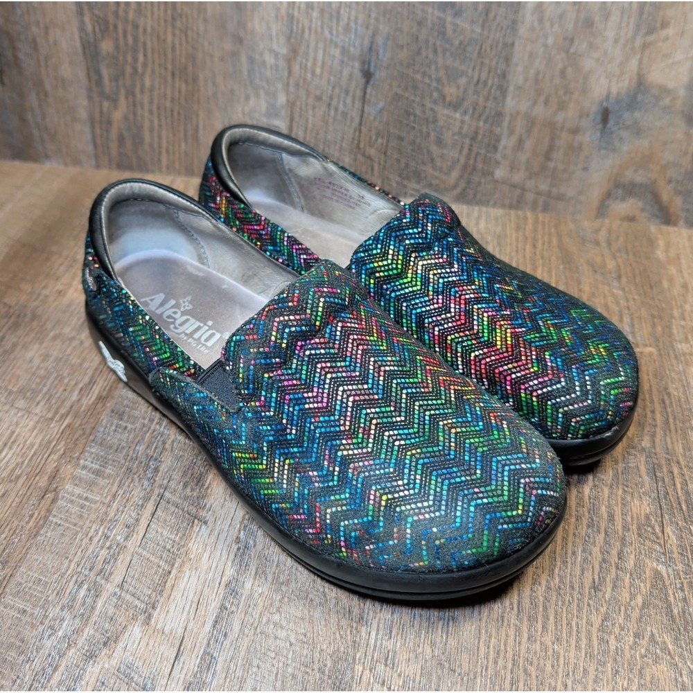 Alegria Keli Pro Mulitcolor Chevron Slip On Clog Shoes KEL-453 Womens EU 38 US 8
